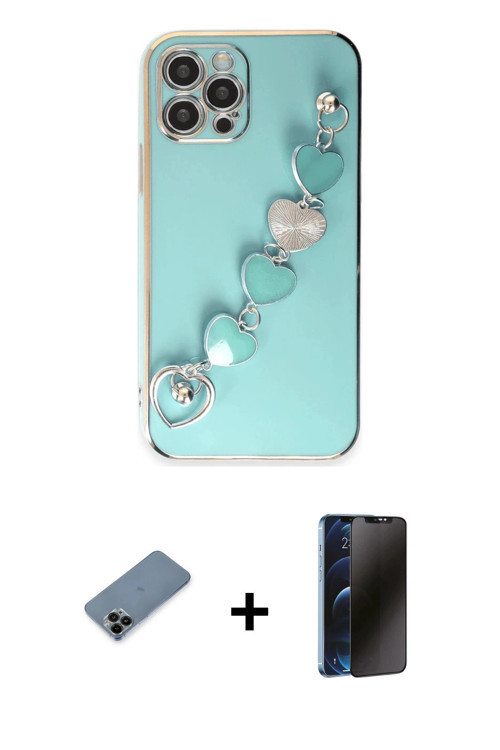 iPhone 12 Pro Kılıf Nova Işık Prime - Siyah 3D Antistatik Hayalet Cam Ekran Koruyucu + Siyah Sh