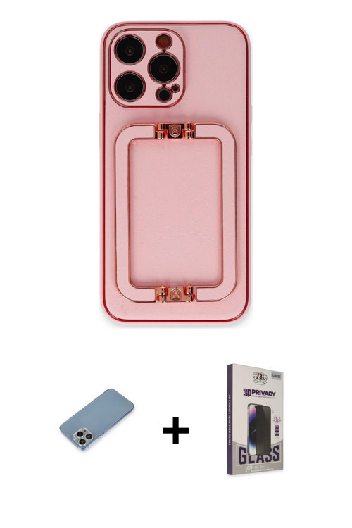 iPhone 13 Pro Max Kılıf Kozmos Minimal Prime - Siyah Bilvis Hayalet Cam Ekran Koruyucu + Gökkuş