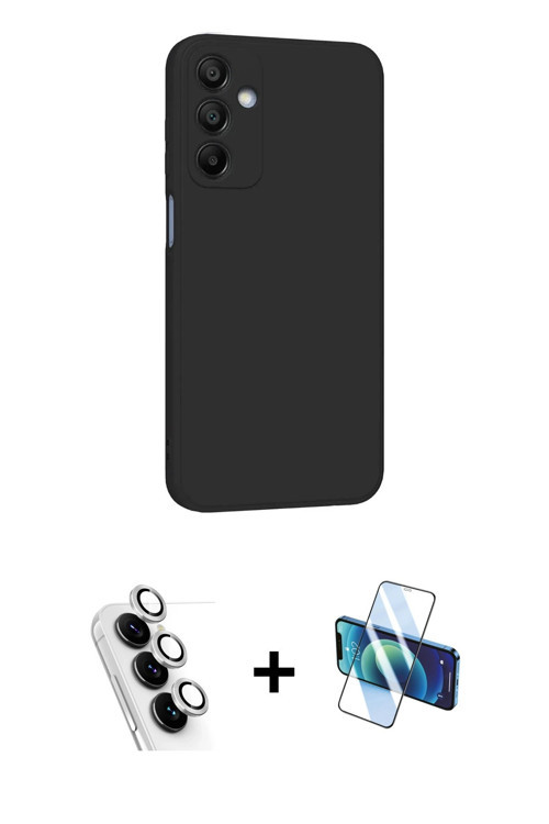 ieg™ Galaxy A25 5G Kılıf Kozmos Yansıma Özel Seri - Siyah 3D Antistatik Cam Ekran Koruyucu + Gümüş V