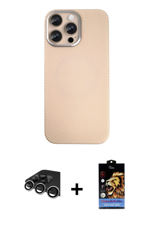 ieg™ iPhone 14 Pro Max Kılıf Eksen Prime - Siyah Buffer Hayalet Cam Ekran Koruyucu + Gümüş Raze Meta