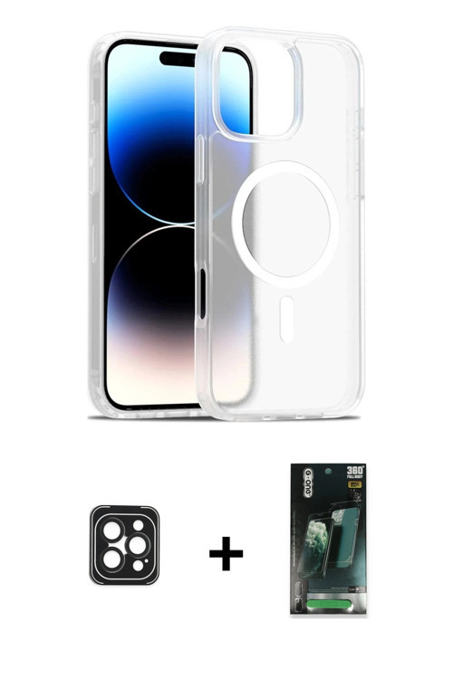 iPhone 16 Pro Max Kılıf Siluet Minimal Prime - Siyah 360 Mat Full Body Arka Koruyucu + Siyah PV