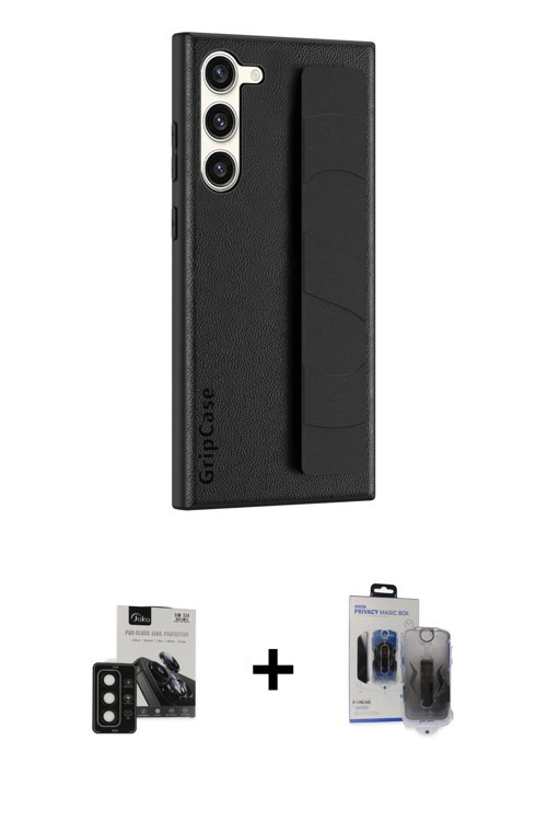 Galaxy S24 Kılıf Vadi Asil Serisi - Siyah Vanessa Magic Hayalet Cam + Siyah PVD Metal Kamera Le