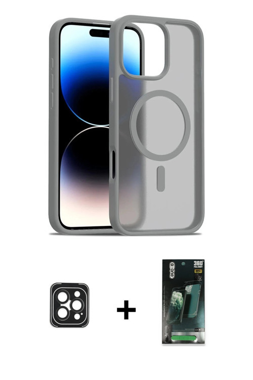 iPhone 16 Pro Max Kılıf Siluet Minimal Prime - Siyah 360 Mat Full Body Arka Koruyucu + Siyah PV