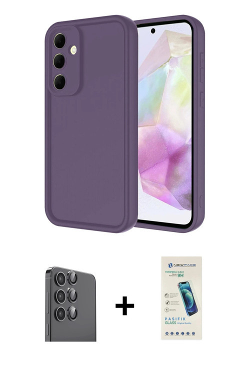 Galaxy A16 5G Kılıf Yankı Yansıma Özel Seri - Şeffaf Pasifik Cam Ekran Koruyucu + Siyah Raze Me