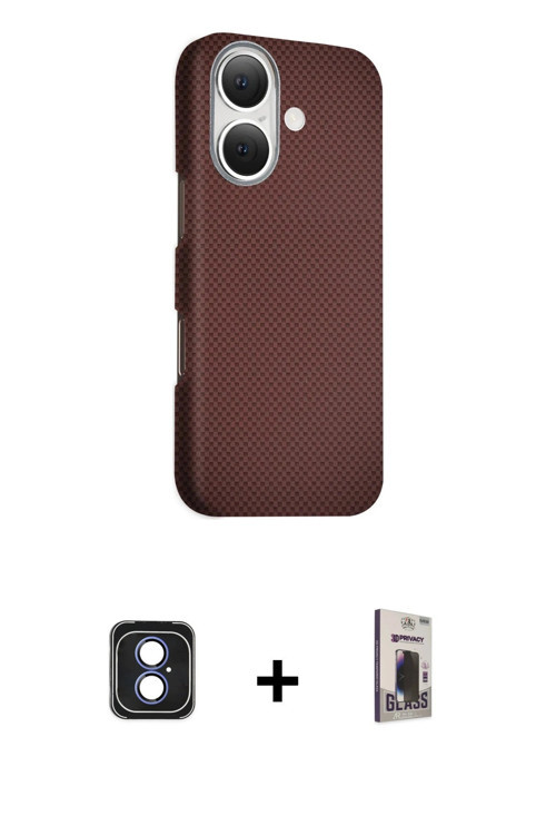 ieg™ iPhone 16 Kılıf Kozmos Klasik Prime - Siyah Bilvis Hayalet Cam Ekran Koruyucu + Mavi PVD Metal