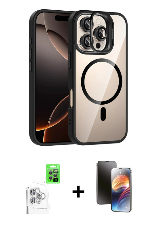 iPhone 16 Pro Kılıf Yadigar Asil Koleksiyonu - Siyah 3D Antistatik Mat Seramik Nano Ekran Koruy