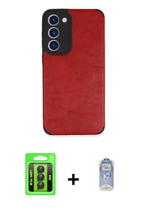 ieg™ Galaxy S23 Kılıf Doruk Asil Koleksiyonu - Siyah Joko Magic 5D Cam + Siyah Raze Metal Kamera Len