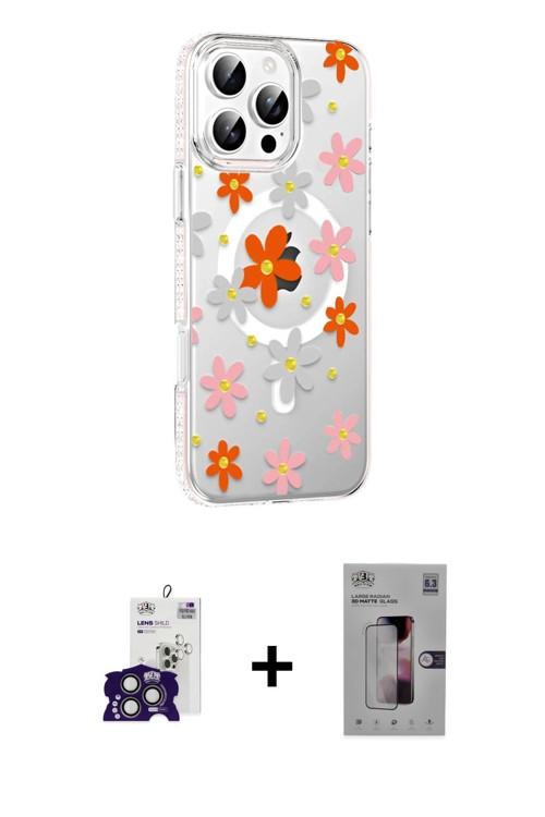 iPhone 16 Pro Max Kılıf Yörünge Işık Prime - Siyah Bilvis 3D Mat Cam Ekran Koruyucu + Titanyum