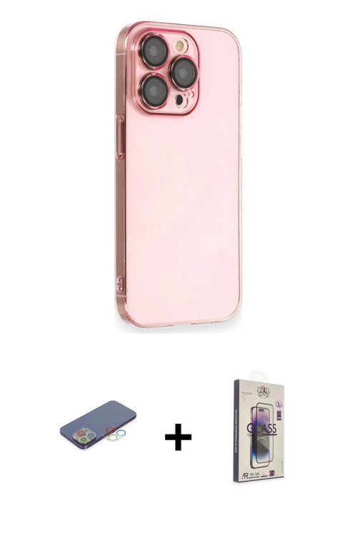 ieg™ iPhone 13 Pro Max Kılıf Siluet Minimal Özel Seri - Siyah Bilvis 3D Cam Ekran Koruyucu + Mavi Re