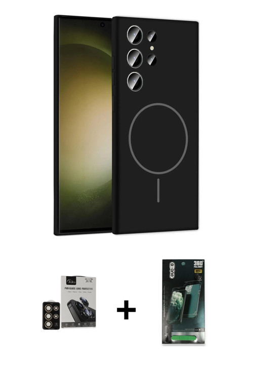 ieg™ Galaxy S24 Ultra Kılıf Yankı Form Serisi - Şeffaf 360 Full Body Arka Koruyucu + Gold PVD Metal