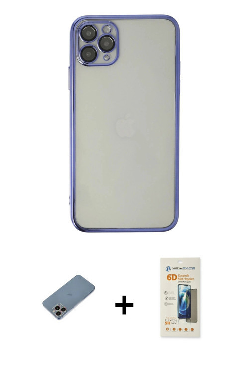 ieg™ iPhone 11 Pro Max Kılıf Vadi Minimal - Siyah 6D Mat Seramik Hayalet Nano Ekran Koruyucu + Gökku