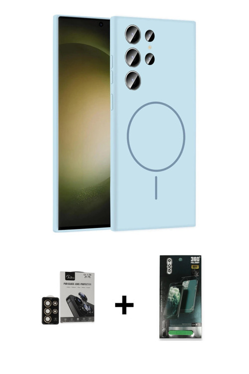 ieg™ Galaxy S24 Ultra Kılıf Yankı Form Serisi - Şeffaf 360 Full Body Arka Koruyucu + Gold PVD Metal