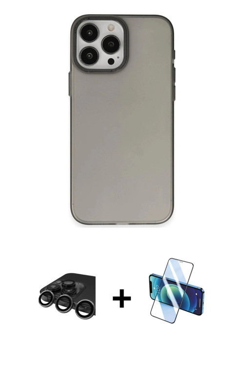 iPhone 15 Pro Kılıf Ahenk Çizgi Prime - Siyah 3D Antistatik Seramik Nano Ekran Koruyucu + Titan