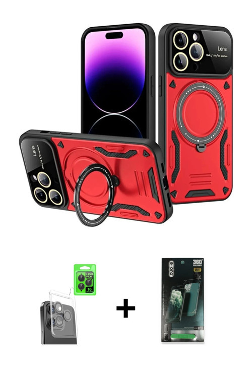 iPhone 16 Pro Max Kılıf Kıvılcım Modern Serisi - Siyah 360 Mat Full Body Arka Koruyucu + Siyah