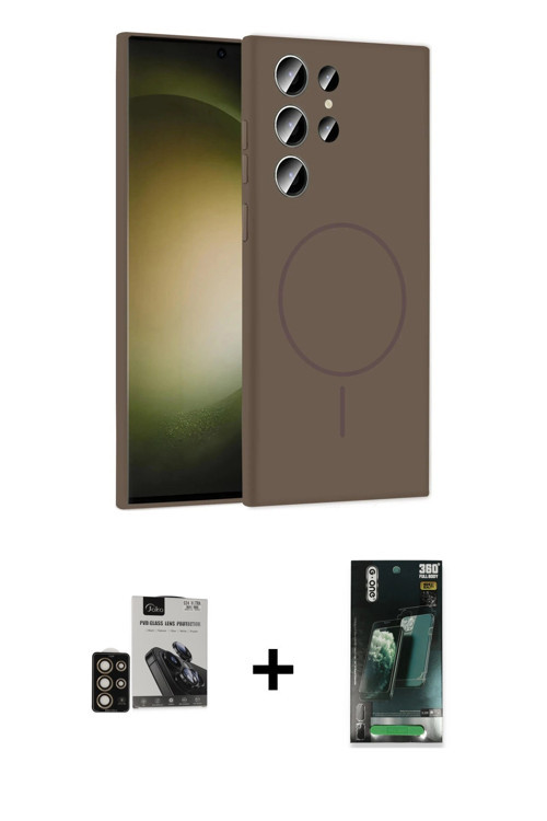 ieg™ Galaxy S24 Ultra Kılıf Yankı Form Serisi - Şeffaf 360 Full Body Arka Koruyucu + Gold PVD Metal