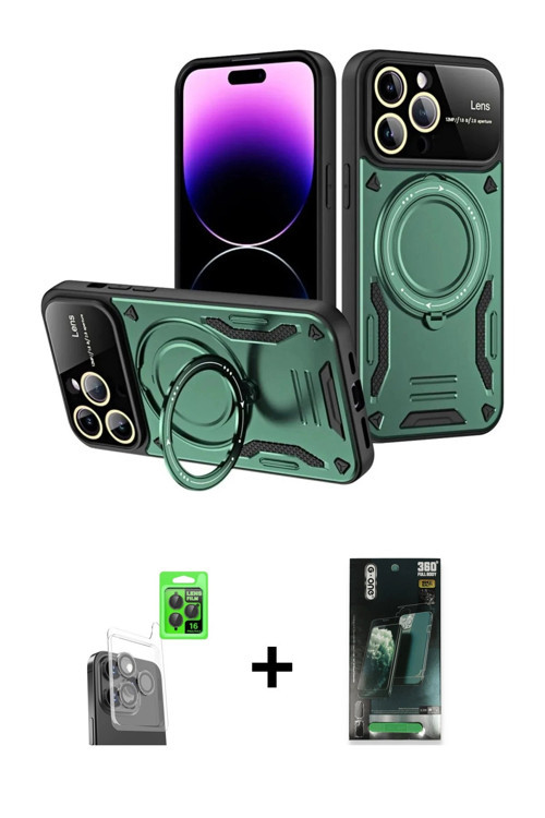 iPhone 16 Pro Max Kılıf Kıvılcım Modern Serisi - Siyah 360 Mat Full Body Arka Koruyucu + Siyah