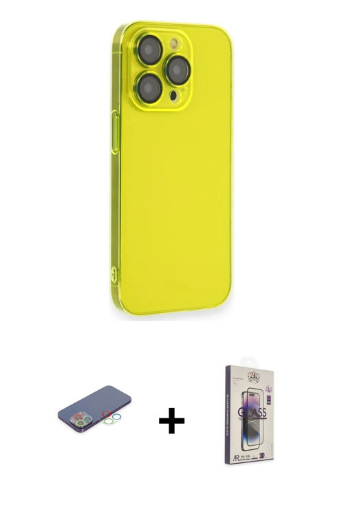 ieg™ iPhone 13 Pro Max Kılıf Siluet Minimal Özel Seri - Siyah Bilvis 3D Cam Ekran Koruyucu + Mavi Re