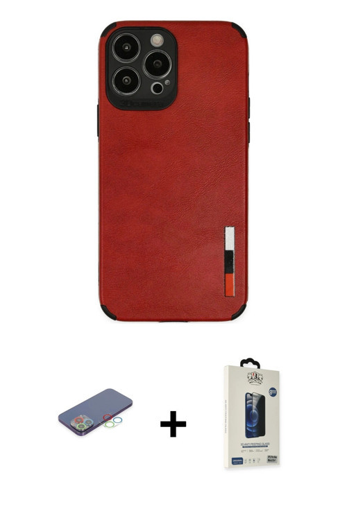 ieg™ iPhone 13 Pro Max Kılıf Doruk Asil Koleksiyonu - Siyah Bilvis Hayalet Cam Ekran Koruyucu + Mavi