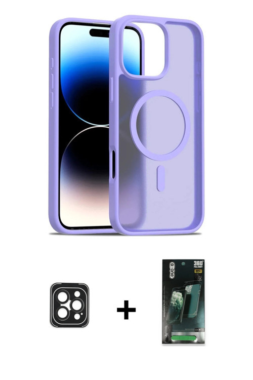 iPhone 16 Pro Max Kılıf Siluet Minimal Prime - Siyah 360 Mat Full Body Arka Koruyucu + Siyah PV
