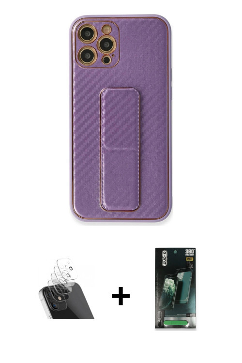 iPhone 12 Pro Kılıf Yörünge Yansıma - Şeffaf 360 Full Body Arka Koruyucu + Şeffaf Kamera Lens K