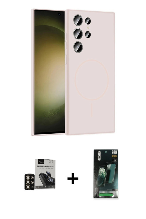 ieg™ Galaxy S24 Ultra Kılıf Yankı Form Serisi - Şeffaf 360 Full Body Arka Koruyucu + Gold PVD Metal