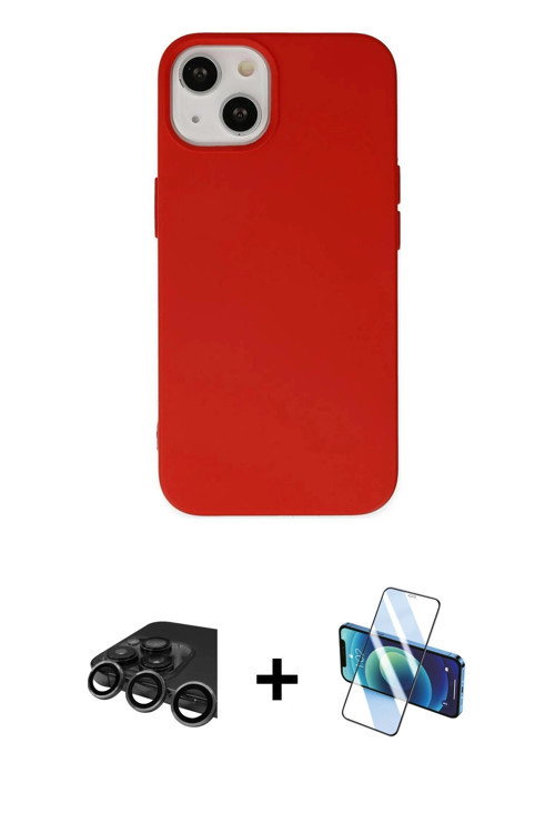 iPhone 15 Pro Kılıf Ahenk Serisi - Siyah 3D Antistatik Cam Ekran Koruyucu + Titanyum Gri Raze M