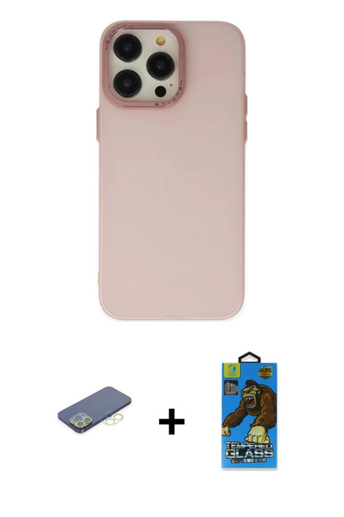 ieg™ iPhone 13 Pro Max Kılıf Ahenk Çizgi Prime - Siyah 18D Cam Ekran Koruyucu + Yeşil Renkli Kamera