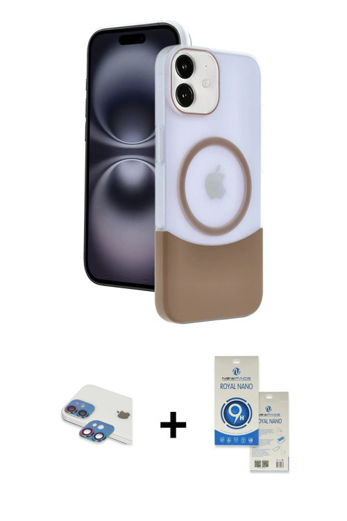 iPhone 11 Kılıf Kozmos Form Özel Seri - Şeffaf Royal Nano Ekran Koruyucu + Gökkuşağı Pers Alümi