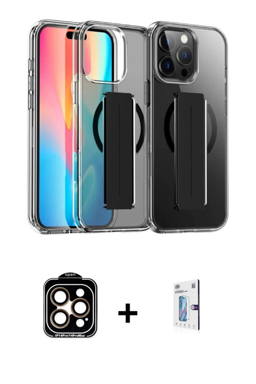 ieg™ iPhone 15 Pro Max Kılıf Nova Işık Koleksiyonu - Siyah Bilvis 0.18mm Plus Cam Ekran Koruyucu + T