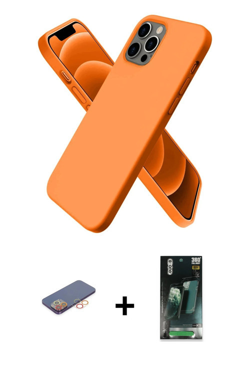 iPhone 12 Pro Max Kılıf Kozmos Yansıma Özel Seri - Siyah 360 Mat Full Body Arka Koruyucu + Turu