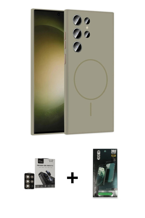 ieg™ Galaxy S24 Ultra Kılıf Yankı Form Serisi - Şeffaf 360 Full Body Arka Koruyucu + Gold PVD Metal