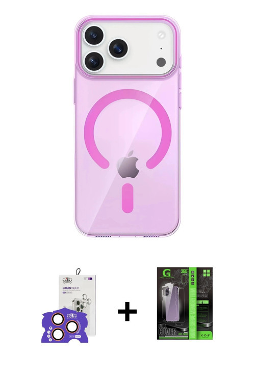 ieg™ iPhone 17 Pro Max Kılıf Pusula Form Özel Seri - Siyah 360 Mat Full Body Arka Koruyucu + Turuncu