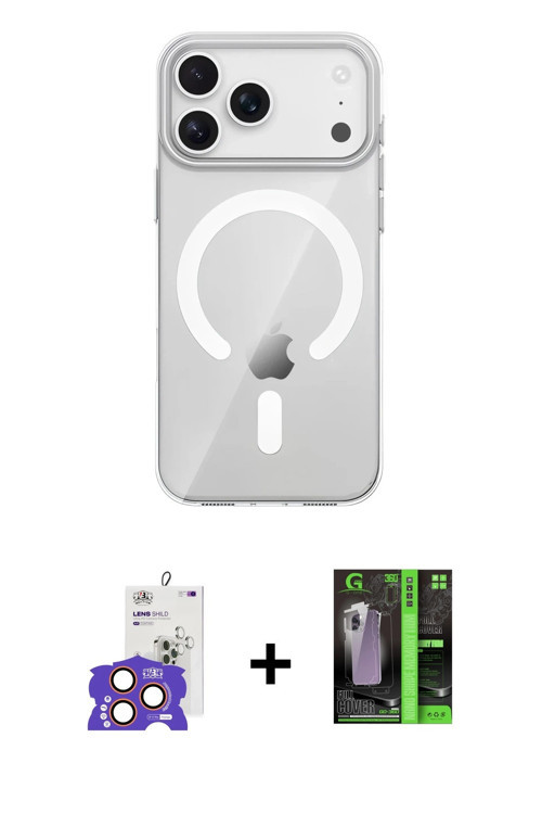 ieg™ iPhone 17 Pro Max Kılıf Pusula Form Özel Seri - Siyah 360 Mat Full Body Arka Koruyucu + Turuncu