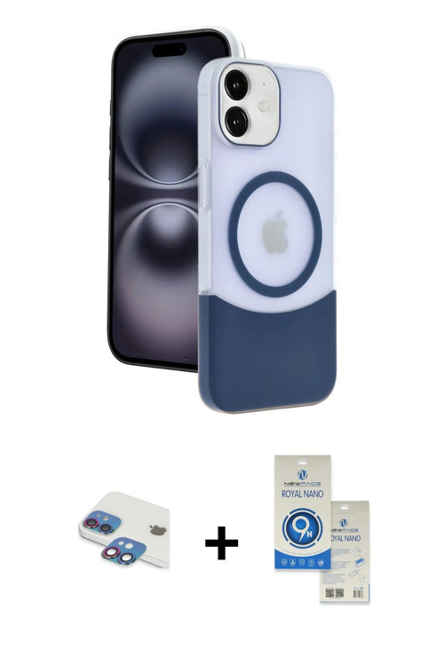 iPhone 11 Kılıf Kozmos Form Özel Seri - Şeffaf Royal Nano Ekran Koruyucu + Gökkuşağı Pers Alümi