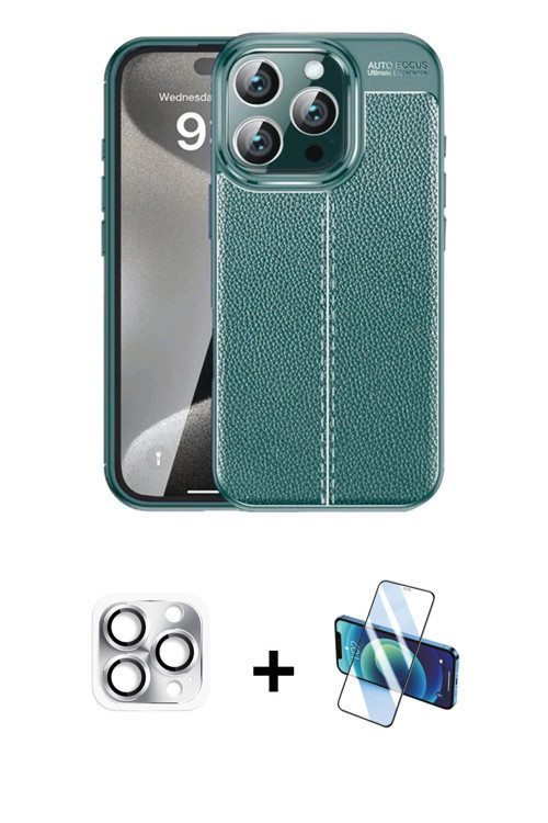 ieg™ iPhone 16 Pro Max Kılıf Doruk Klasik Özel Seri - Siyah 3D Antistatik Seramik Nano Ekran Koruyuc