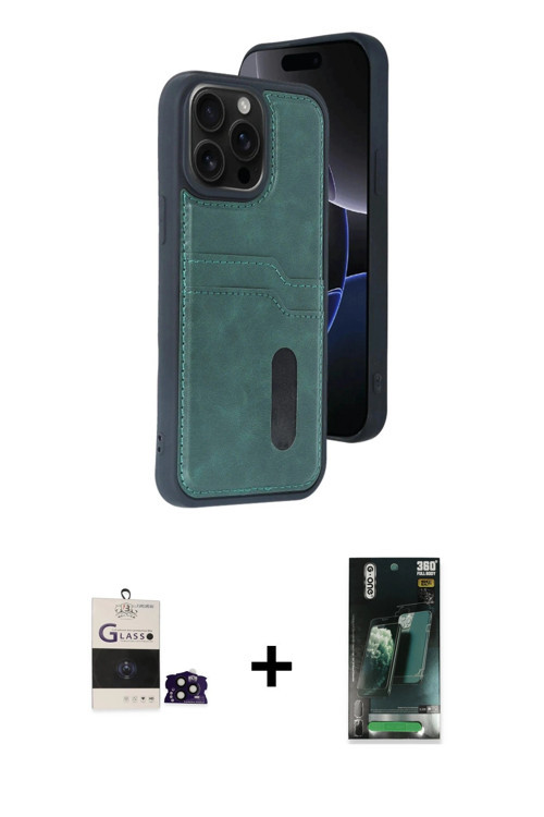 ieg™ iPhone 14 Pro Max Kılıf Yörünge Işık Serisi - Şeffaf 360 Full Body Arka Koruyucu + Siyah Bilvis