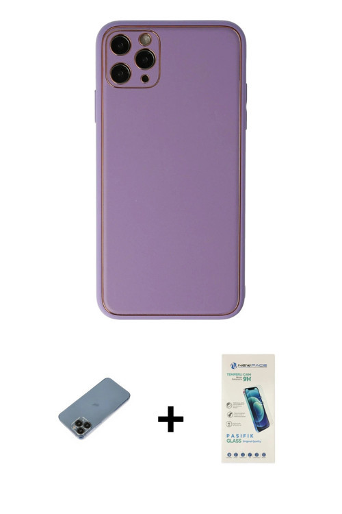 ieg™ iPhone 11 Pro Max Kılıf Yadigar Klasik - Şeffaf Pasifik Cam Ekran Koruyucu + Siyah Shine Kamera