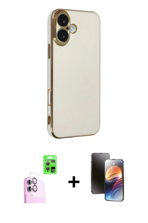 ieg™ iPhone 16 Kılıf Yankı Serisi - Siyah 3D Antistatik Mat Seramik Nano Ekran Koruyucu + Pembe Raze