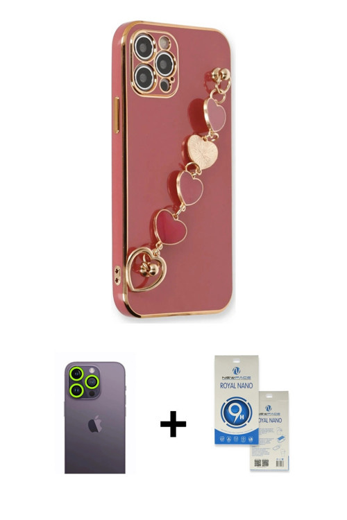 iPhone 12 Pro Max Kılıf Nova Işık Prime - Şeffaf Royal Nano Ekran Koruyucu + Yeşil Neon Fosforl