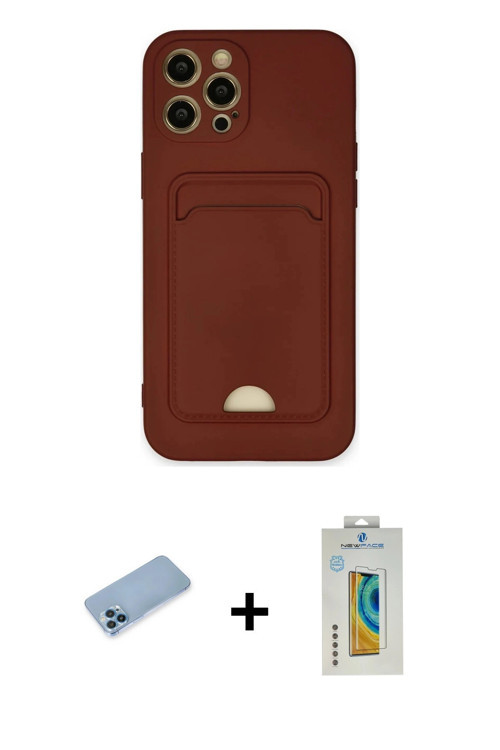 iPhone 12 Pro Max Kılıf Vadi Çizgi Prime - Siyah Polymer Nano Ekran Koruyucu + Mavi Shine Kamer
