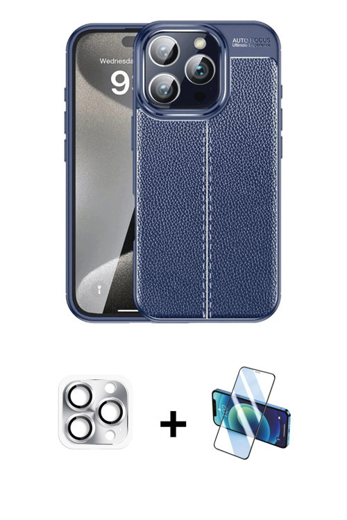 ieg™ iPhone 16 Pro Max Kılıf Doruk Klasik Özel Seri - Siyah 3D Antistatik Seramik Nano Ekran Koruyuc