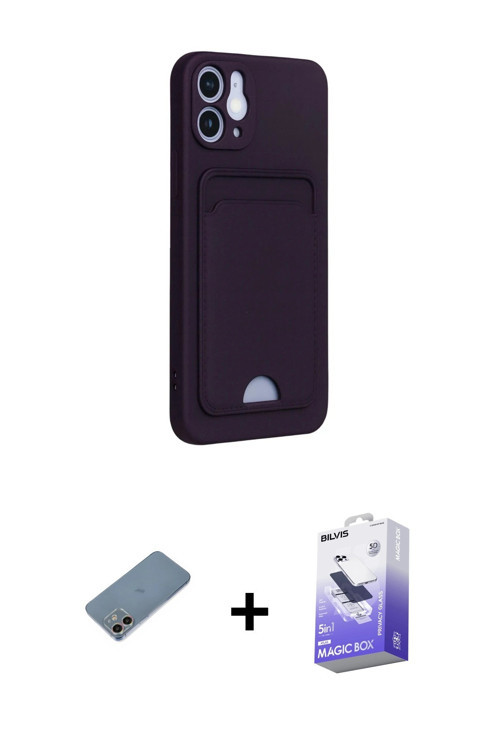 iPhone 12 Kılıf Vadi Çizgi Prime - Siyah Bilvis 5in1 5D Magic Hayalet Cam Ekran Koruyucu + Gökk