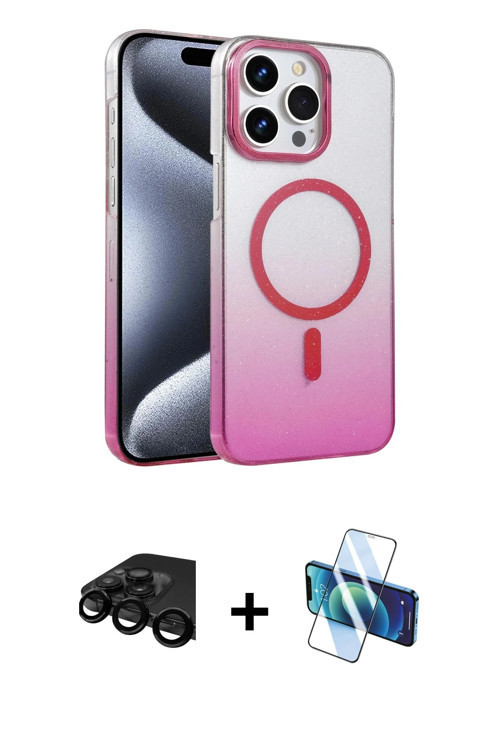 ieg™ iPhone 15 Pro Max Kılıf Ahenk Doku Özel Seri - Siyah 3D Antistatik Seramik Nano Ekran Koruyucu