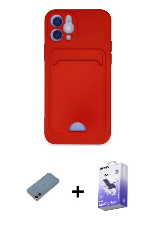 iPhone 12 Kılıf Vadi Çizgi Prime - Siyah Bilvis 5in1 5D Magic Hayalet Cam Ekran Koruyucu + Gökk
