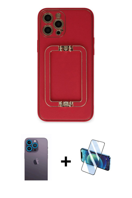 ieg™ iPhone 12 Pro Max Kılıf Kozmos Minimal Prime - Siyah 3D Antistatik Cam Ekran Koruyucu + Mavi Ne