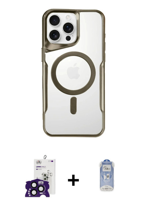 ieg™ iPhone 16 Pro Max Kılıf Yadigar Klasik Özel Seri - Siyah Joko Magic 5D Cam + Siyah Bilvis Titan