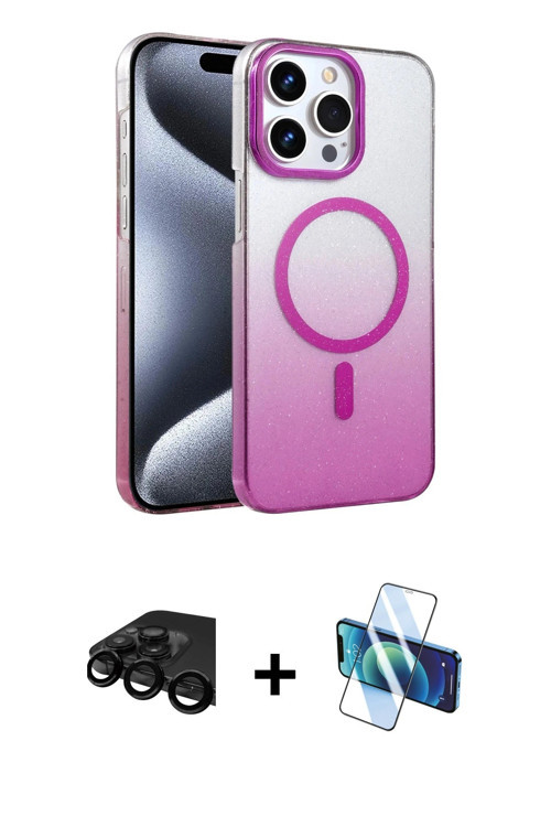 ieg™ iPhone 15 Pro Max Kılıf Ahenk Doku Özel Seri - Siyah 3D Antistatik Seramik Nano Ekran Koruyucu