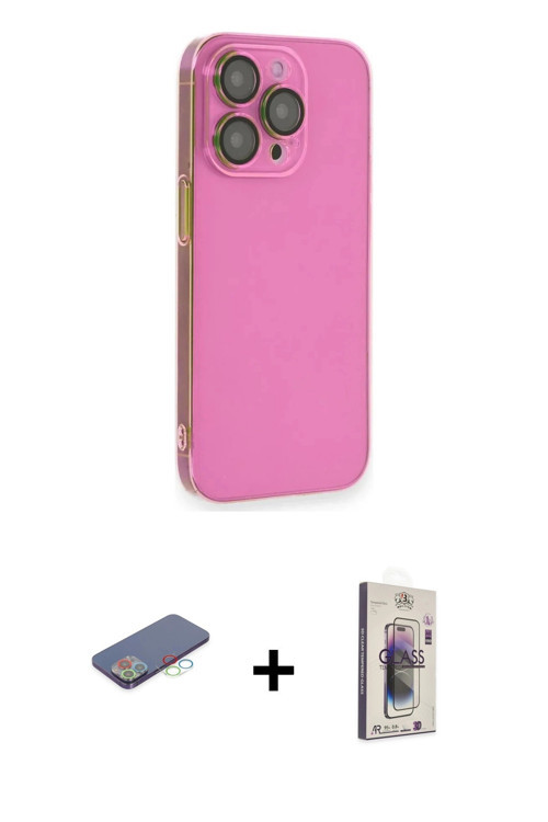 ieg™ iPhone 13 Pro Max Kılıf Siluet Minimal Özel Seri - Siyah Bilvis 3D Cam Ekran Koruyucu + Mavi Re