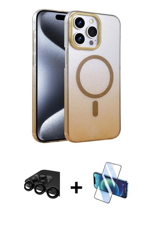 ieg™ iPhone 15 Pro Max Kılıf Ahenk Doku Özel Seri - Siyah 3D Antistatik Seramik Nano Ekran Koruyucu