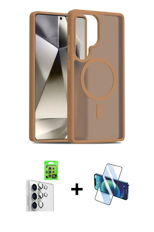 Galaxy S25 Ultra Kılıf Siluet Minimal Prime - Siyah 3D Antistatik Cam Ekran Koruyucu + Gümüş Ra